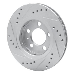 Audi TT Quattro Brake Rotor (1) - Rear Right - R1 Concepts - Drilled & Slotted - Silver - `00-`06